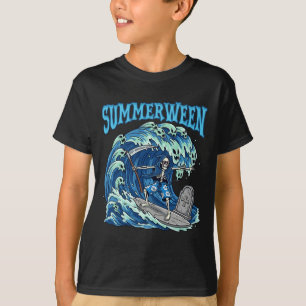 Camiseta Summerwin Skeleton Surf Grim Reaper Beach Spooky
