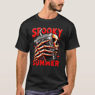 Camiseta Summerwin Spooky Summer Snarky Skeleton Café Ha