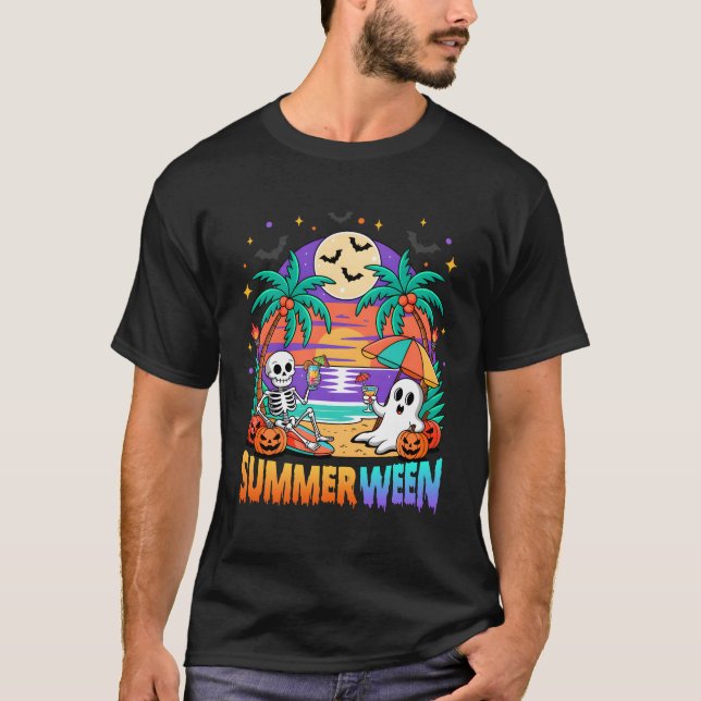 Camiseta Summerwin Summer Skeleton Party Halloween Vibes V (Frente)