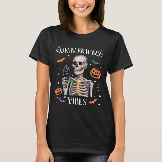 Camiseta Summerwin Vibes Skeleton Summer Halloween (Frente)
