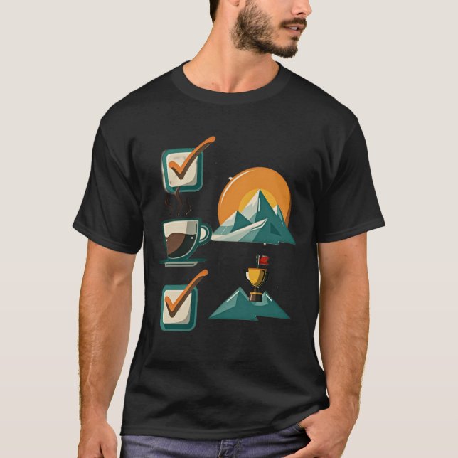 Camiseta Summit Checklist | Coffee Achievement & Mountain  (Frente)