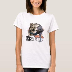 Camiseta Sumo Cats Lutando por Kawaii Sushi Japonês
