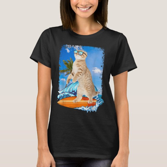 Camiseta Sumo de surfe de gato do Havaí, bonito e sobrevoad (Frente)