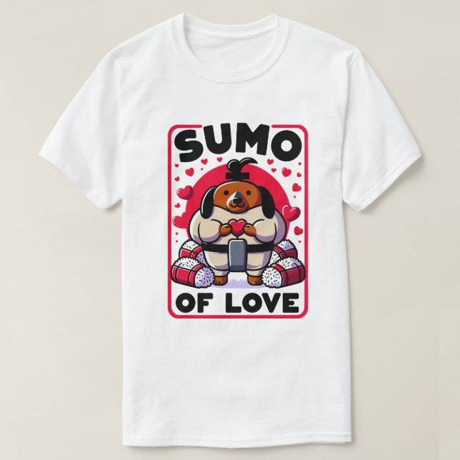 Camiseta Sumo Love Champion Dachshund - Heart Onigiri T-Shi (Frente do Design)