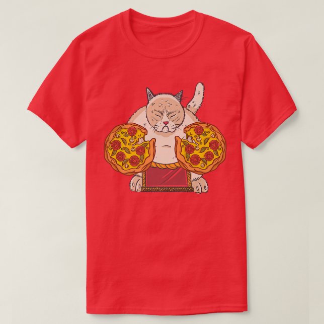 Camiseta Sumo pizza de gato (Frente do Design)