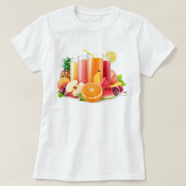 Camiseta Sumos de fruta frescos (Frente do Design)