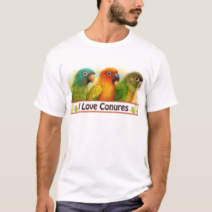 Camiseta Sun azul-coroou conures verdes-cheeked
