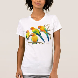 Camiseta Sun Conure repete mecanicamente o T do pescoço da