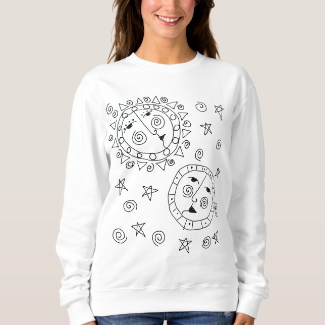 Camiseta Sun e Moon Abstrato Art para Vestir (Frente)