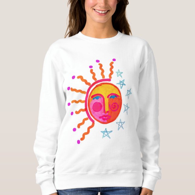 Camiseta Sun e Stars Abstrato Art para Vestir (Frente)