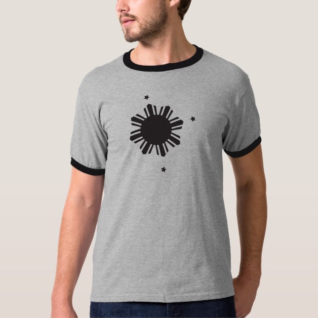 Camiseta Sun filipino preto e estrelas descentralizados - (Frente)