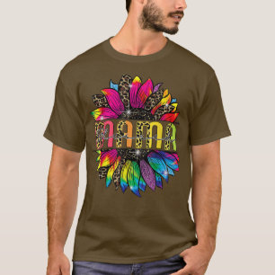 Camiseta Sun Flower Benched Mama Leopard Tea Dia de as mães