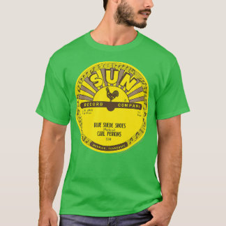 Camiseta Sun Records Vinyl Carl Perkins Blue Suede Calçados