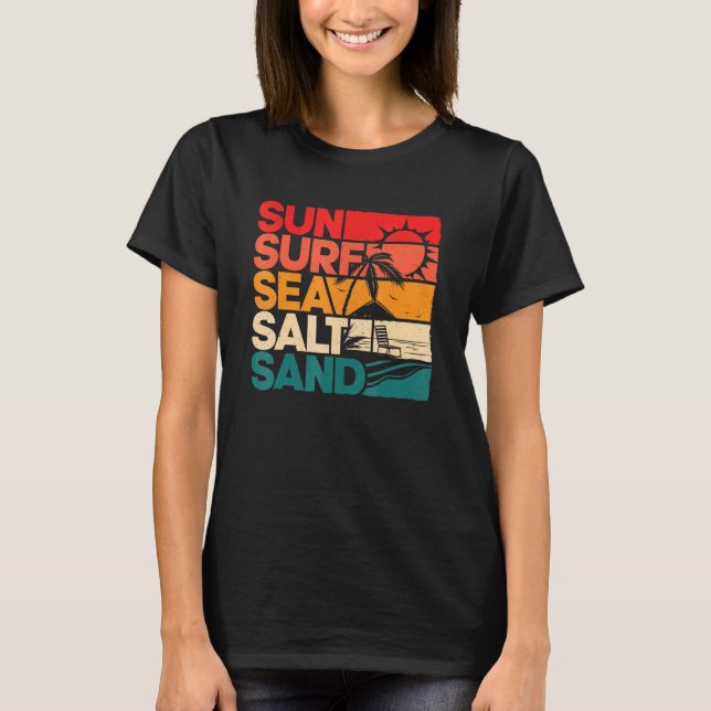 Camiseta Sun Surf Sea Sand Vintage Beach Sunset (Frente)