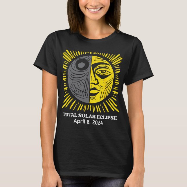 Camiseta Sun Total Eclipse Solar 2024 Abril 8 Homens Mulher (Frente)