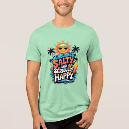 Camiseta Sunburned Salty and Happy – Retro Beach Vibes