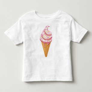 Camiseta Sundae de morango em cone de waffle com cobertura