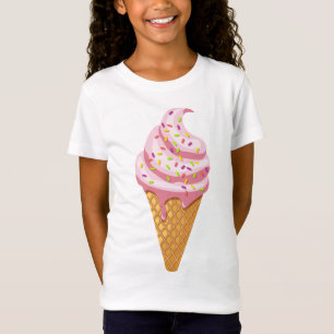 Camiseta Sundae de morango em cone de waffle com cobertura