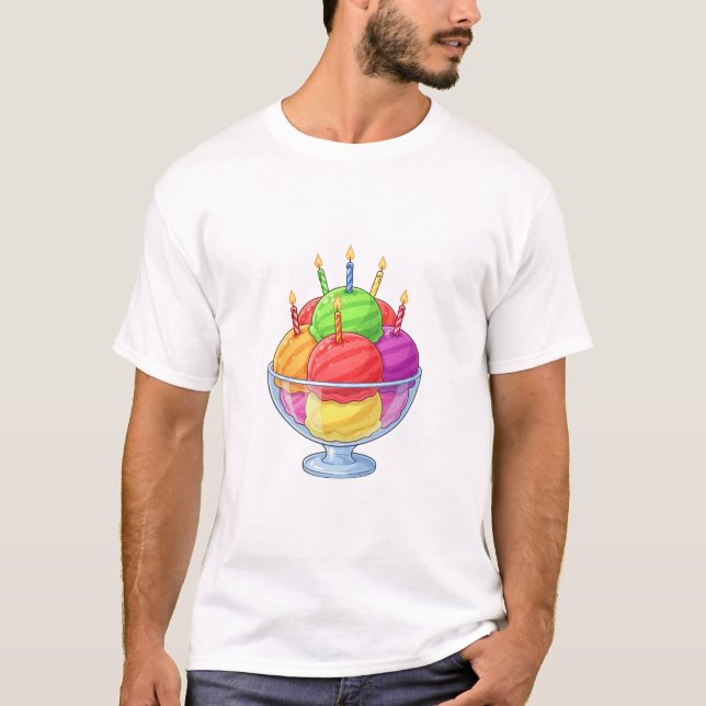 Camiseta Sundae de Sorvete de Aniversário (Frente)