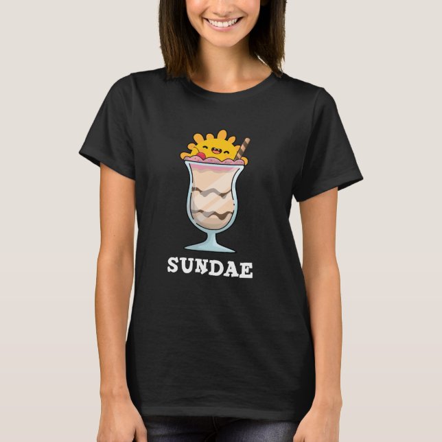 Camiseta Sundae Engraçado Sorvete Domingo Pun Dark BG (Frente)