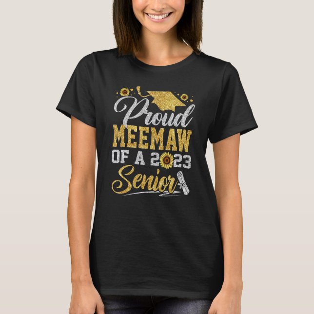 Camiseta Sunflower 2023 Proud Meemaw Of A 2023 Senior Gradu (Frente)
