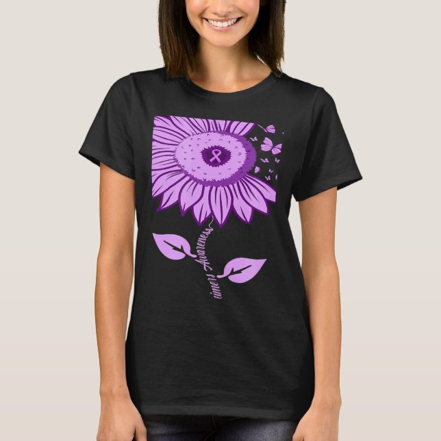 Camiseta Sunflower Alzheimer's awareness Ribbon Purple Butt (Frente)