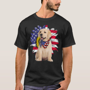 Camiseta Sunflower American Flag Labrador Dog Lovers
