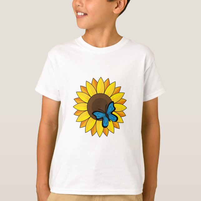 Camiseta Sunflower and Blue Butterfly (Frente)