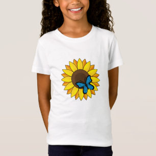 Camiseta Sunflower and Blue Butterfly