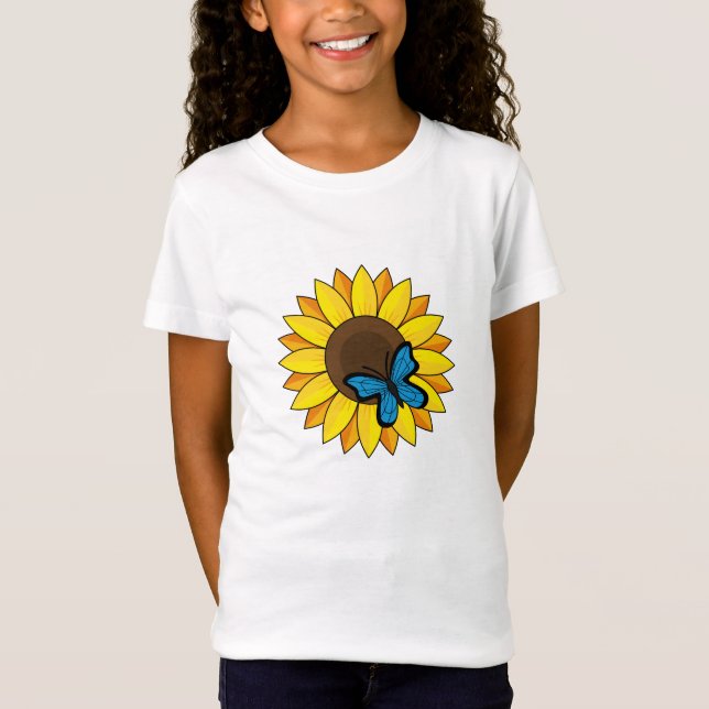 Camiseta Sunflower and Blue Butterfly (Frente)