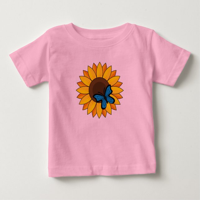 Camiseta Sunflower and Blue Butterfly (Frente)