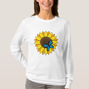 Camiseta Sunflower and Blue Butterfly