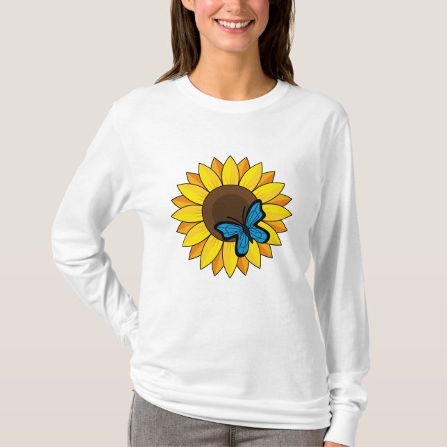 Camiseta Sunflower and Blue Butterfly (Frente)