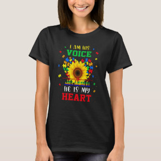 Camiseta Sunflower Autism Awareness I Am His Voice He is My