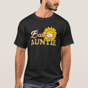 Camiseta Sunflower Ball Auntie Softball Baseball Para Mulhe