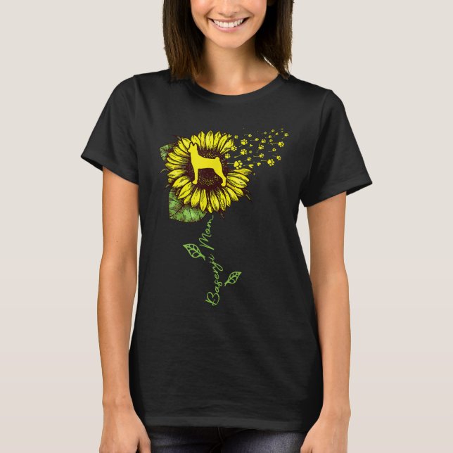 Camiseta Sunflower Basenji Mãe Mãe Cachorro (Frente)