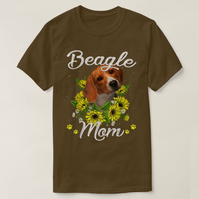 Camiseta Sunflower Beagle Mãe Cachorro Mãe Dia de as mães  (Frente do Design)