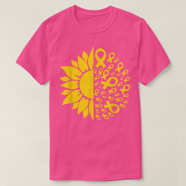 Camiseta Sunflower Childhood Cancer Awareness Ribbon Mom Da (Frente do Design)