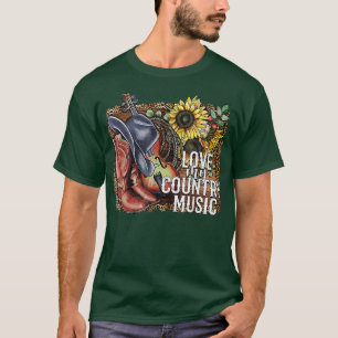 Camiseta Sunflower Cowboy Boots Hat Love My Country Music W