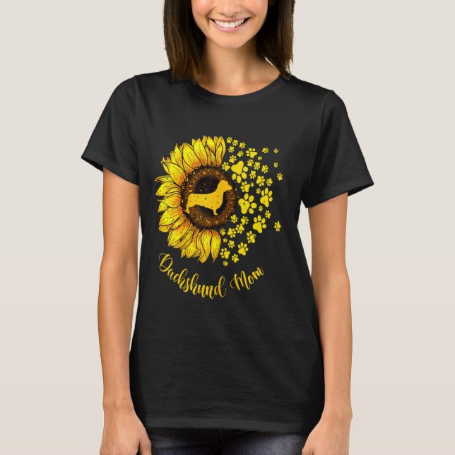 Camiseta Sunflower Dachshund Mãe Cão Lover (Frente)