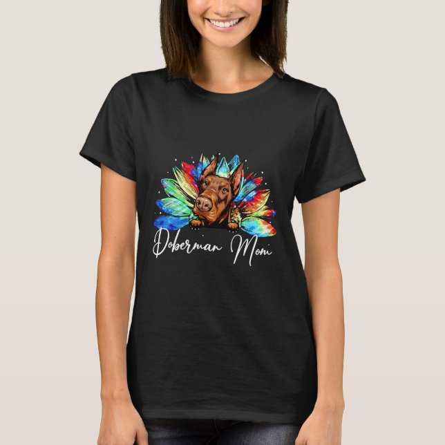 Camiseta Sunflower Doberman Mãe Tie Tye Dye (Frente)