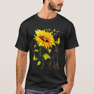Camiseta Sunflower Doberman Pinscher Mãe Cão