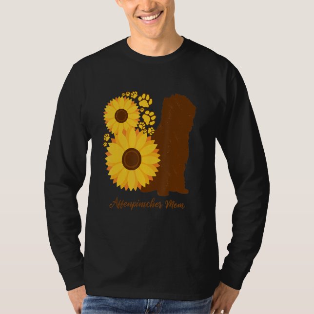 Camiseta Sunflower Dog Mom - Ape Terrier Affenpinscher (Frente)