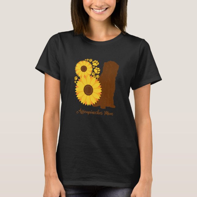 Camiseta Sunflower Dog Mom - Ape Terrier Affenpinscher Prem (Frente)