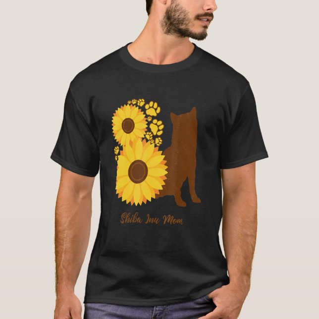 Camiseta Sunflower Dog Mom - Shiba Inu (Frente)