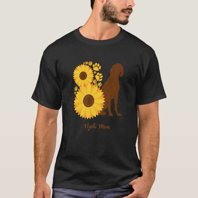 Camiseta Sunflower Dog Mom - Vizsla Premium (Frente)