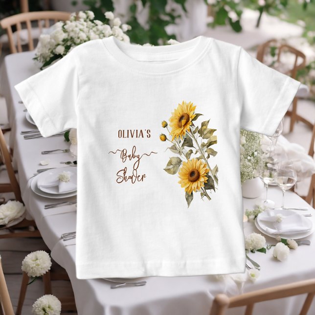 Camiseta Sunflower Elegant Boho Floral Chá de fraldas (Criador carregado)