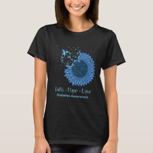 Camiseta Sunflower Faith Esperança Ama Diabetes Sensibiliza