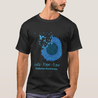 Camiseta Sunflower Faith Esperança Ama Diabetes Sensibiliza