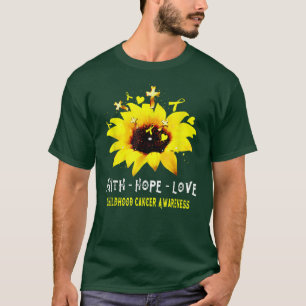 Camiseta Sunflower Faith Hope ama Cancer de Infância Awaren